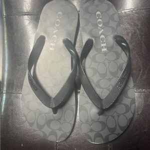 Coach Monogram Black Flip Flops